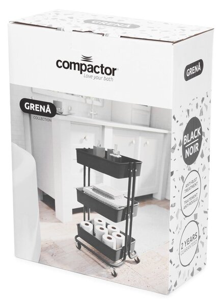 Czarny plastikowy regał na kółkach 43x36 cm Grena – Compactor
