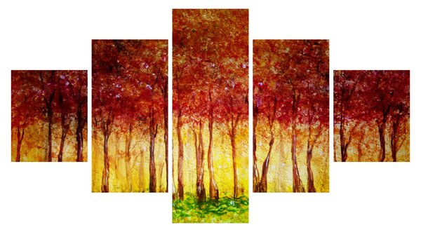 Obraz - Malowanie lasu liściastego (125x70 cm)