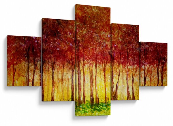 Obraz - Malowanie lasu liściastego (125x70 cm)