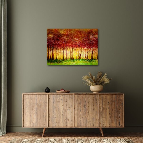 Obraz - Malowanie lasu liściastego (70x50 cm)