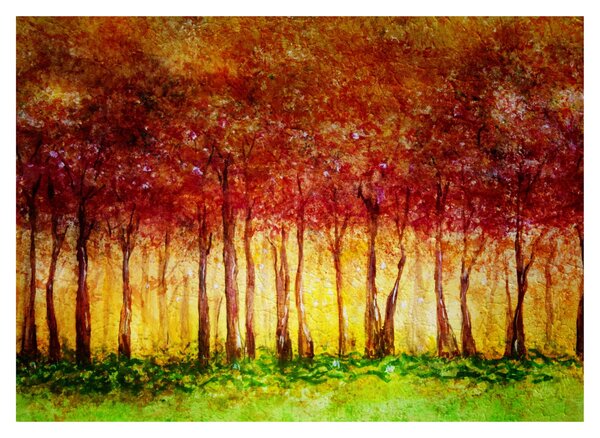 Obraz - Malowanie lasu liściastego (70x50 cm)