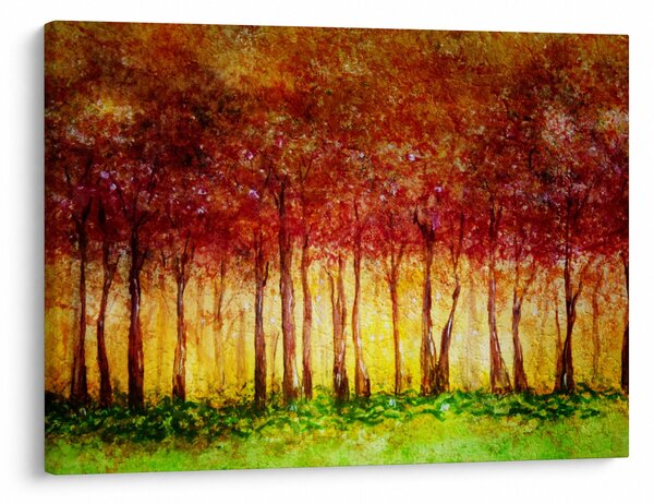 Obraz - Malowanie lasu liściastego (70x50 cm)