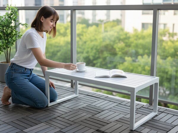 Stolik na balkon MOSTRARE białe aluminium