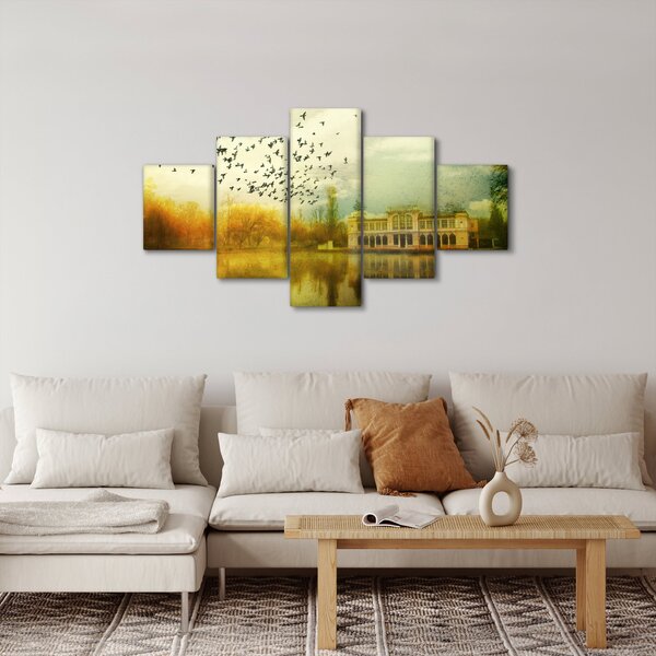 Obraz namalowanego krajobrazu z rezydencją (125x70 cm)