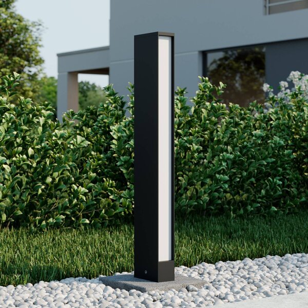 Słupek oświetleniowy LED Lirka Lucande, czarny, aluminium, nowoczesny