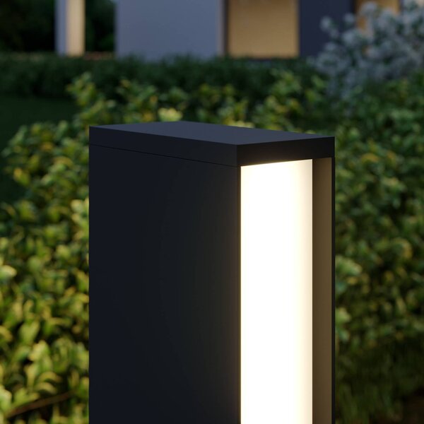 Słupek oświetleniowy LED Lirka Lucande, czarny, aluminium, nowoczesny