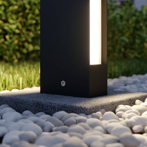 Słupek oświetleniowy LED Lirka Lucande, czarny, aluminium, nowoczesny