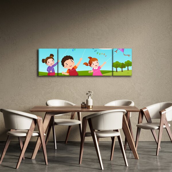 Obraz - Dzieci latają latawcem (170x50 cm)