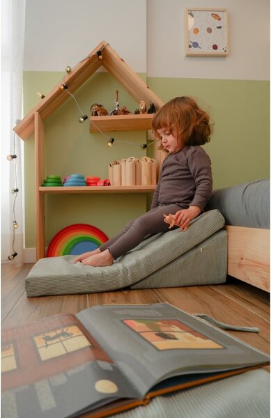 Jasnoniebieski sztruksowy piankowy plac zabaw Bloque Montessori – Little Nice Things