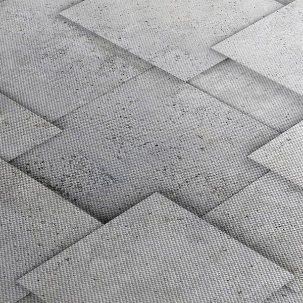 Obraz - Abstrakcja płytek betonowych (z zegarem) (90x30 cm)
