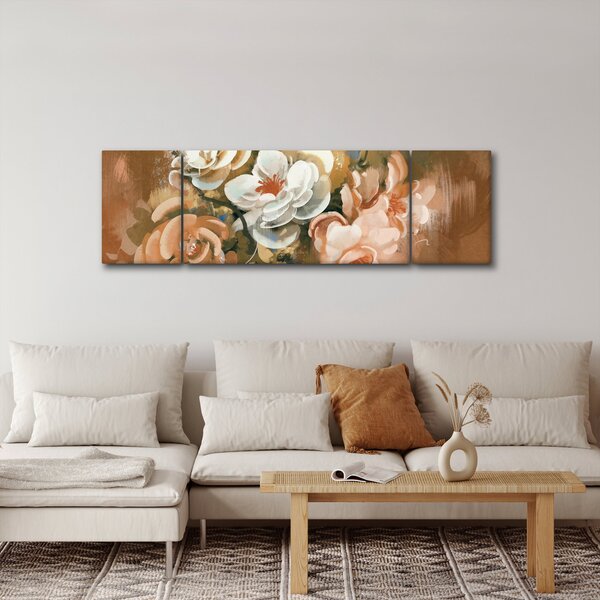 Obraz- Malowany bukiet kwiatów (170x50 cm)
