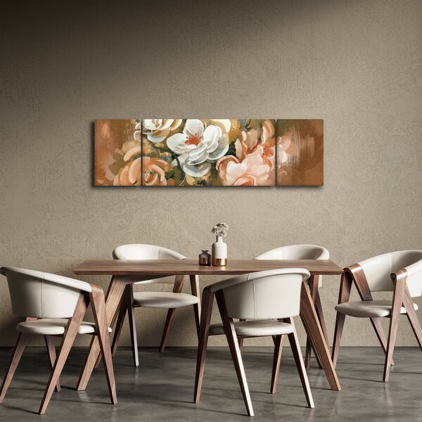 Obraz- Malowany bukiet kwiatów (170x50 cm)