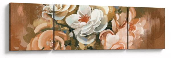 Obraz- Malowany bukiet kwiatów (170x50 cm)