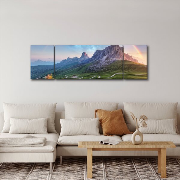 Obraz tęczy nad skałami (170x50 cm)