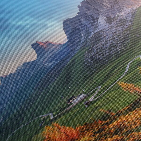 Obraz tęczy nad skałami (170x50 cm)