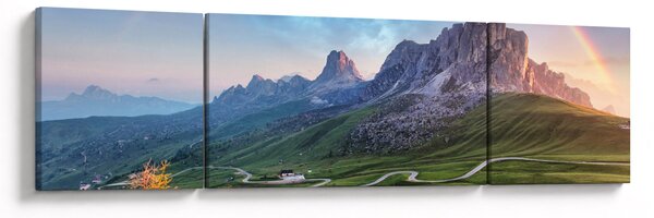 Obraz tęczy nad skałami (170x50 cm)