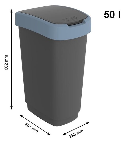 Kosz na śmieci z tworzywa sztucznego z recyklingu 50 L Twist − Rotho