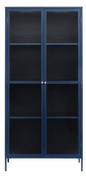 Ciemnoniebieska metalowa witryna 90x190 cm Bronco – Unique Furniture