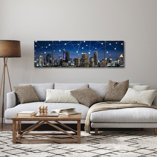 Obraz - Wielkie miasto nocą (170x50 cm)