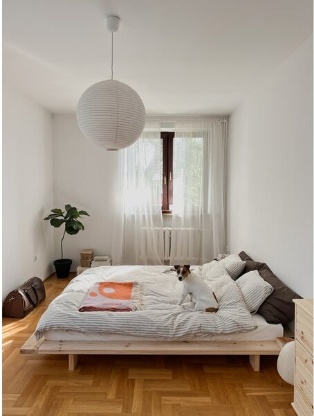 Łóżko dwuosobowe z drewna sosnowego ze stelażem 160x200 cm Japan – Karup Design