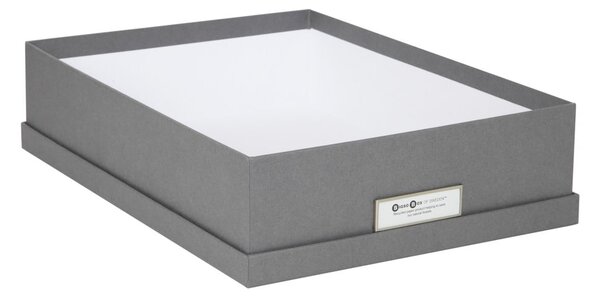 Szare pudełko na dokumenty z etykietą Bigso Box of Sweden Oskar, A4