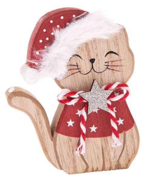 Drewniana figurka świąteczna (wysokość 11 cm) Happy Cat – Dakls