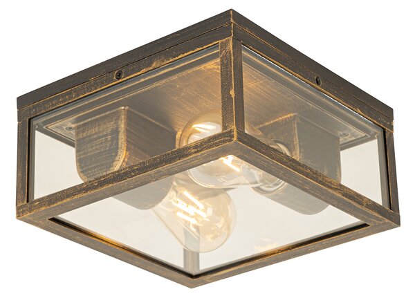 Zewnetrzna Vintage lampa sufitowa antyczne złoto IP44 2-punktowe - Charlois Oswietlenie zewnetrzne