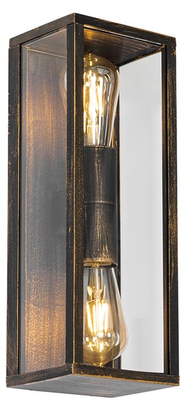 Zewnetrzna Vintage Kinkiet / Lampa scienna antyczne złoto 38 cm 2-punktowe IP44 - Charlois Oswietlenie zewnetrzne