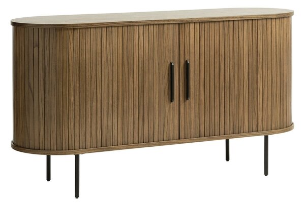 Brązowa niska komoda w dekorze dębu z drzwiami przesuwnymi 140x76 cm Nola – Unique Furniture