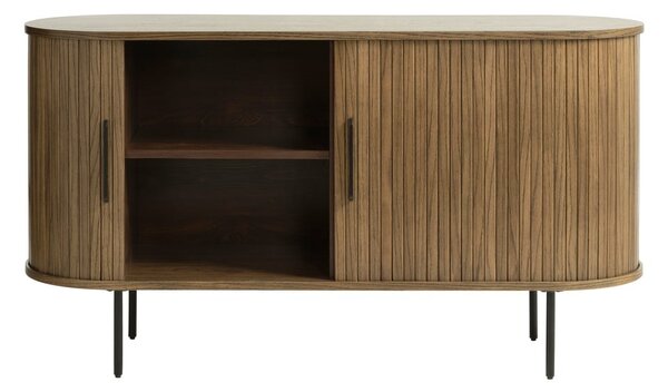Brązowa niska komoda w dekorze dębu z drzwiami przesuwnymi 140x76 cm Nola – Unique Furniture