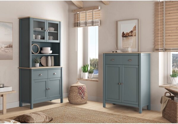 Szarozielona komoda z litego drewna sosnowego 90x110x40 cm Misti – Marckeric