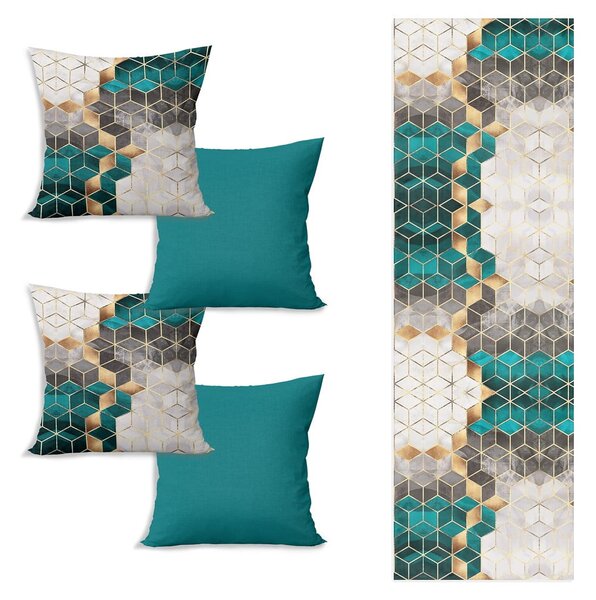 Komplet bieżnika i 4 poszewek na poduszki Optic – Minimalist Cushion Covers