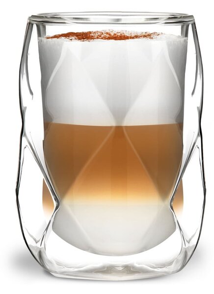 Zestaw 2 szklanek z podwójną ścianką do latté Vialli Design Geo, 250 ml