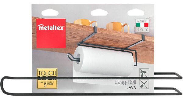 Czarny wiszący uchwyt na ręczniki kuchenne Metaltex