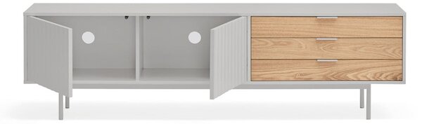 Szaro-naturalna szafka pod TV w dekorze dębu 180x52 cm Sierra – Teulat