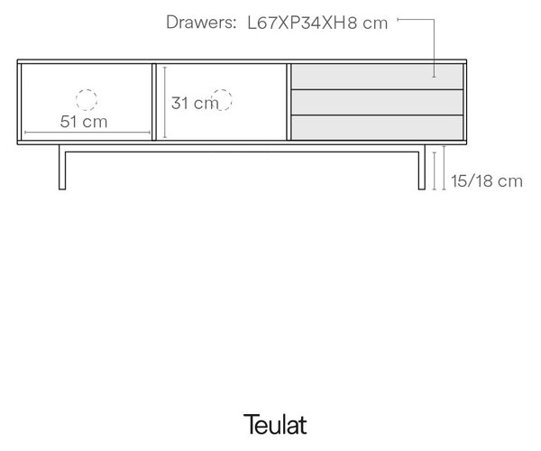 Szaro-naturalna szafka pod TV w dekorze dębu 180x52 cm Sierra – Teulat