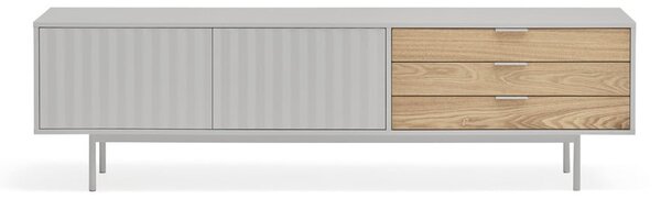 Szaro-naturalna szafka pod TV w dekorze dębu 180x52 cm Sierra – Teulat