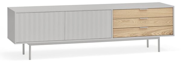 Szaro-naturalna szafka pod TV w dekorze dębu 180x52 cm Sierra – Teulat