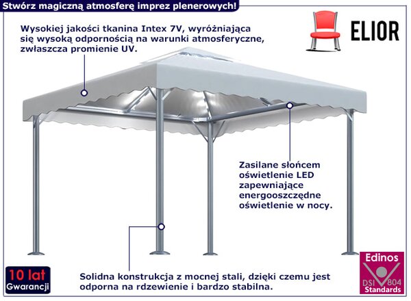 Kremowy namiot ogrodowy z oświetleniem LED F7-C65