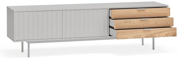 Szaro-naturalna szafka pod TV w dekorze dębu 180x52 cm Sierra – Teulat