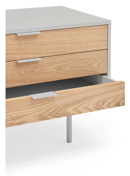Szaro-naturalna szafka pod TV w dekorze dębu 180x52 cm Sierra – Teulat