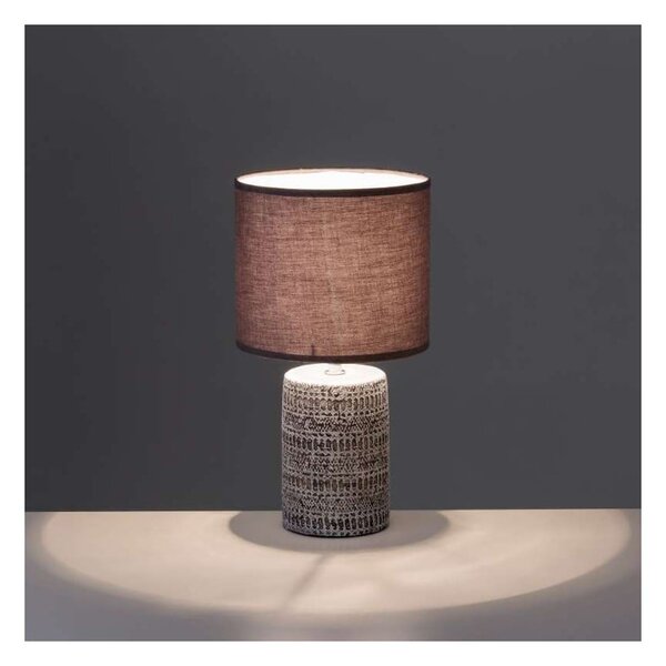 Brązowa lampa stołowa z tekstylnym kloszem (wys. 33,5 cm) – Casa Selección
