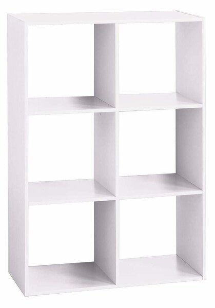 Półka dekoracyjna stojąca, prostokątna, biała, 6 przegród, 68 cm x 100,5 cm