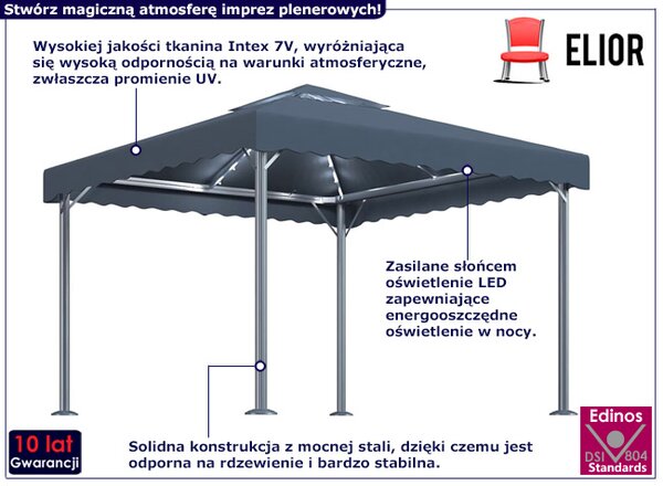 Namiot ogrodowy z lampkami LED antracyt H8-N30