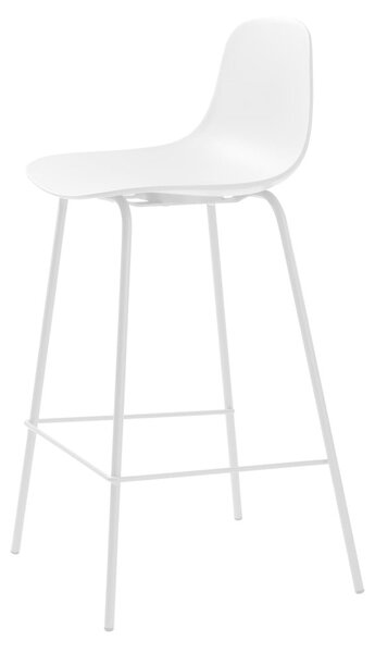 Biały plastikowy hoker (wysokość siedziska 67,5 cm) Whitby – Unique Furniture