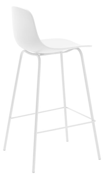 Biały plastikowy hoker (wysokość siedziska 67,5 cm) Whitby – Unique Furniture