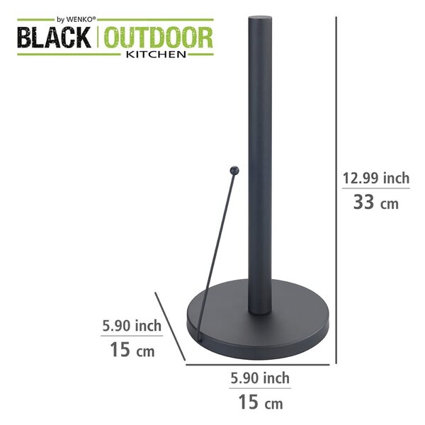 Czarny metalowy stojak na ręczniki papierowe Wenko Black Outdoor Kitchen Clayton
