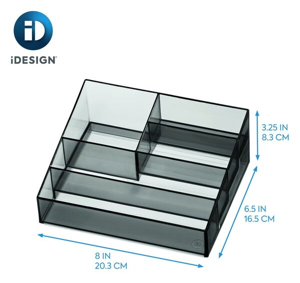 Organizer łazienkowy na kosmetyki z plastiku z recyklingu w kolorze matowej czerni Nail Station – iDesign