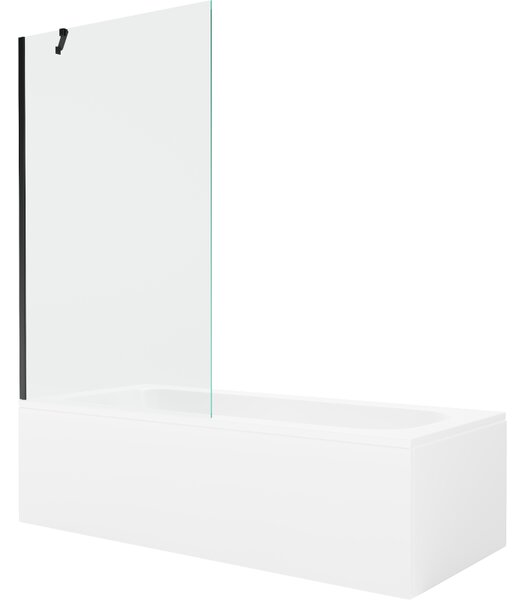 Mexen Vega wanna prostokątna 170 x 70 cm z obudową i parawanem 1-skrzydłowym 100 cm, transparent, cz
