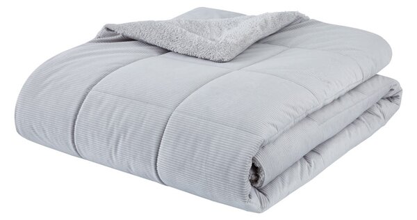 Jasnoszara narzuta pikowana z mikropluszu na łóżko dwuosobowe 200x220 cm Cosy Cord – Catherine Lansfield